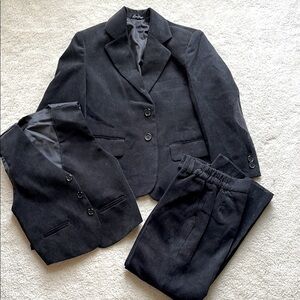 Boys Black Suit 3 Piece Coat Vest Pants Luis Rossi Size 6